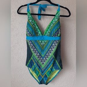 prAna Lahari One Piece Bathing Swim Suit (L) in Blue / Green
